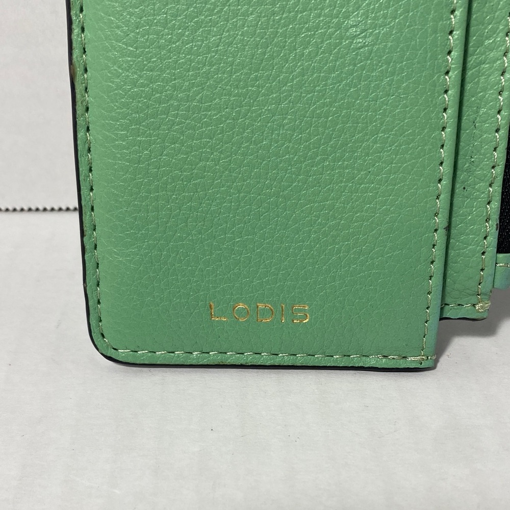 Lodis Mint Green Genuine Leather Card Wallet with Zip Pocket - Picture 2 of 12